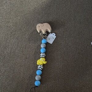 Elephant Pacifier Clip with Beads